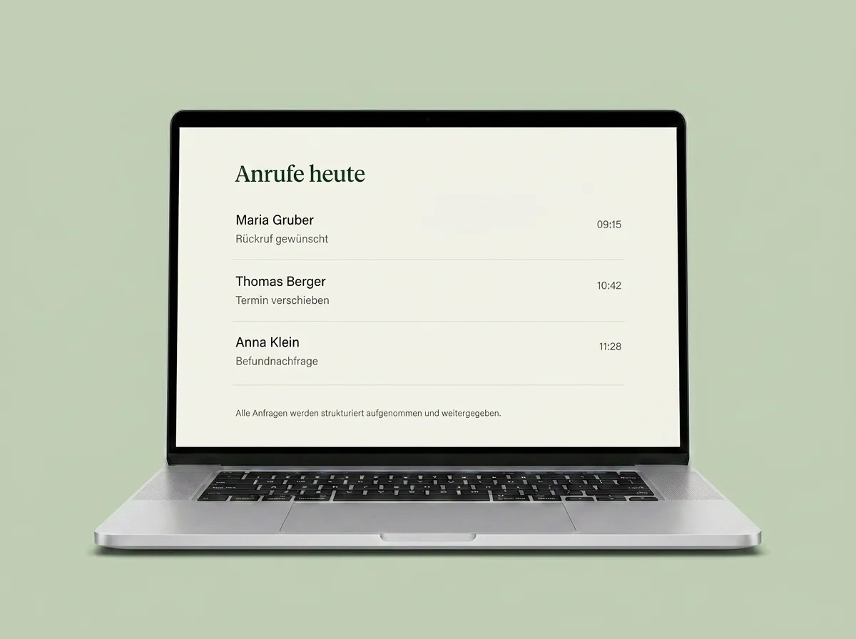 Overview of incoming calls and patient requests in a medical practice
