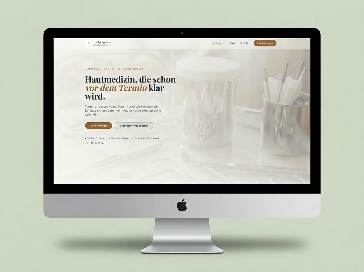 Medical practice website displayed on desktop device